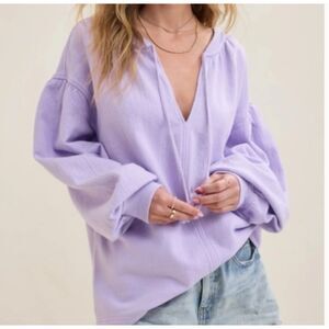 aerie easy street slouchy sweatshirt with tassel ties